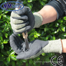 NMSAFETY en 388 13g Aramid Fibers &steel liner coated Water black PU glove